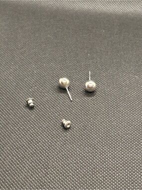 Silver-Tone Ball Stud Earrings